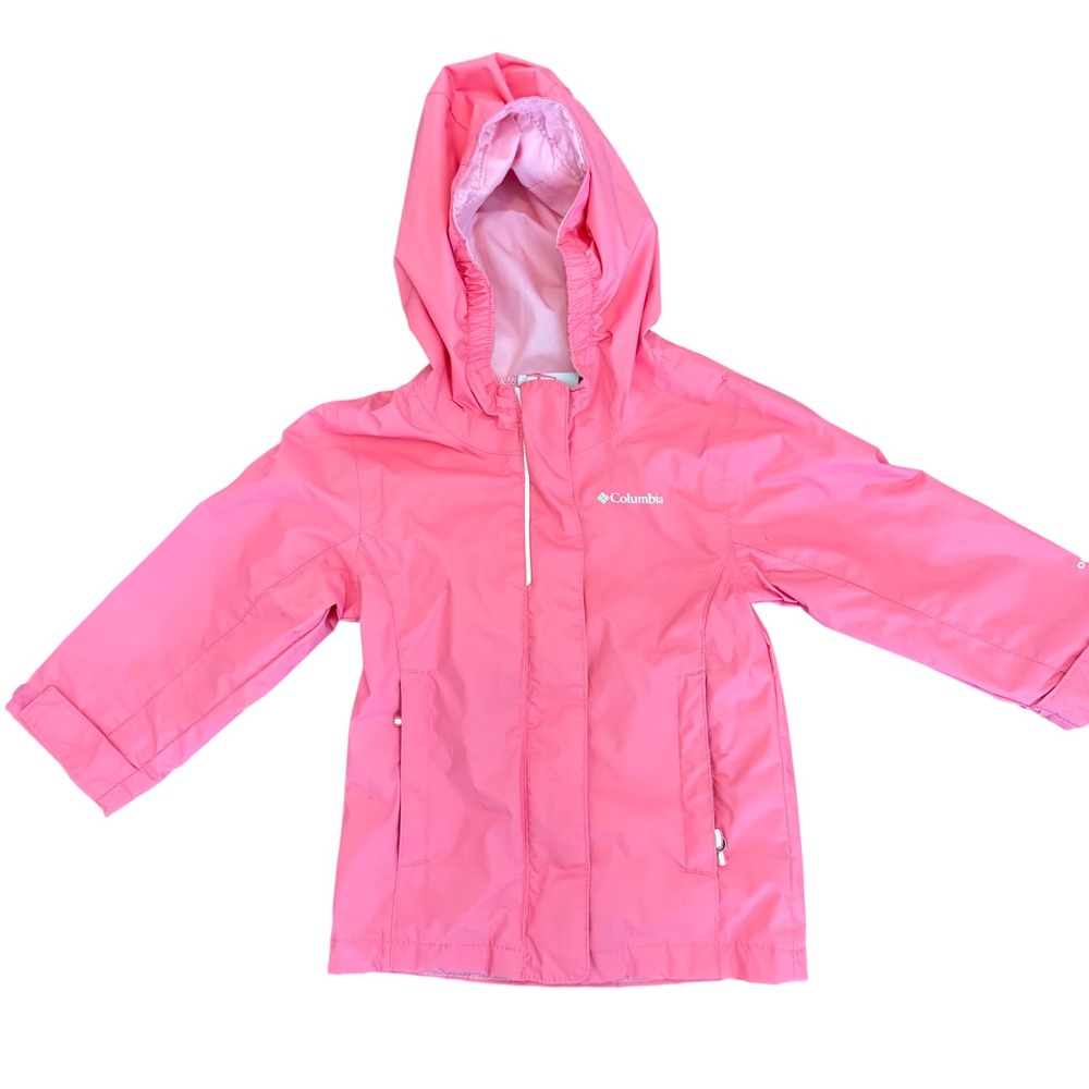 Columbia Kids Toddler Pink Omni-Tech Waterproof Hooded Rain Jacket Size 2T